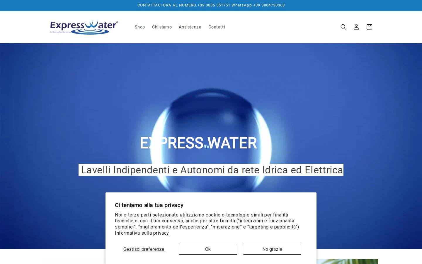 Express water lavelli autonomi homepage screenshot