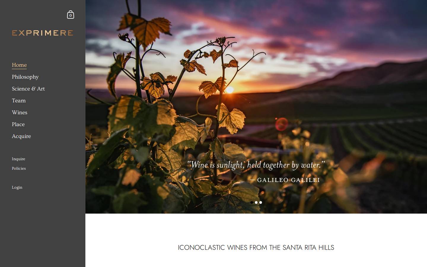 exprimere.wine homepage screenshot
