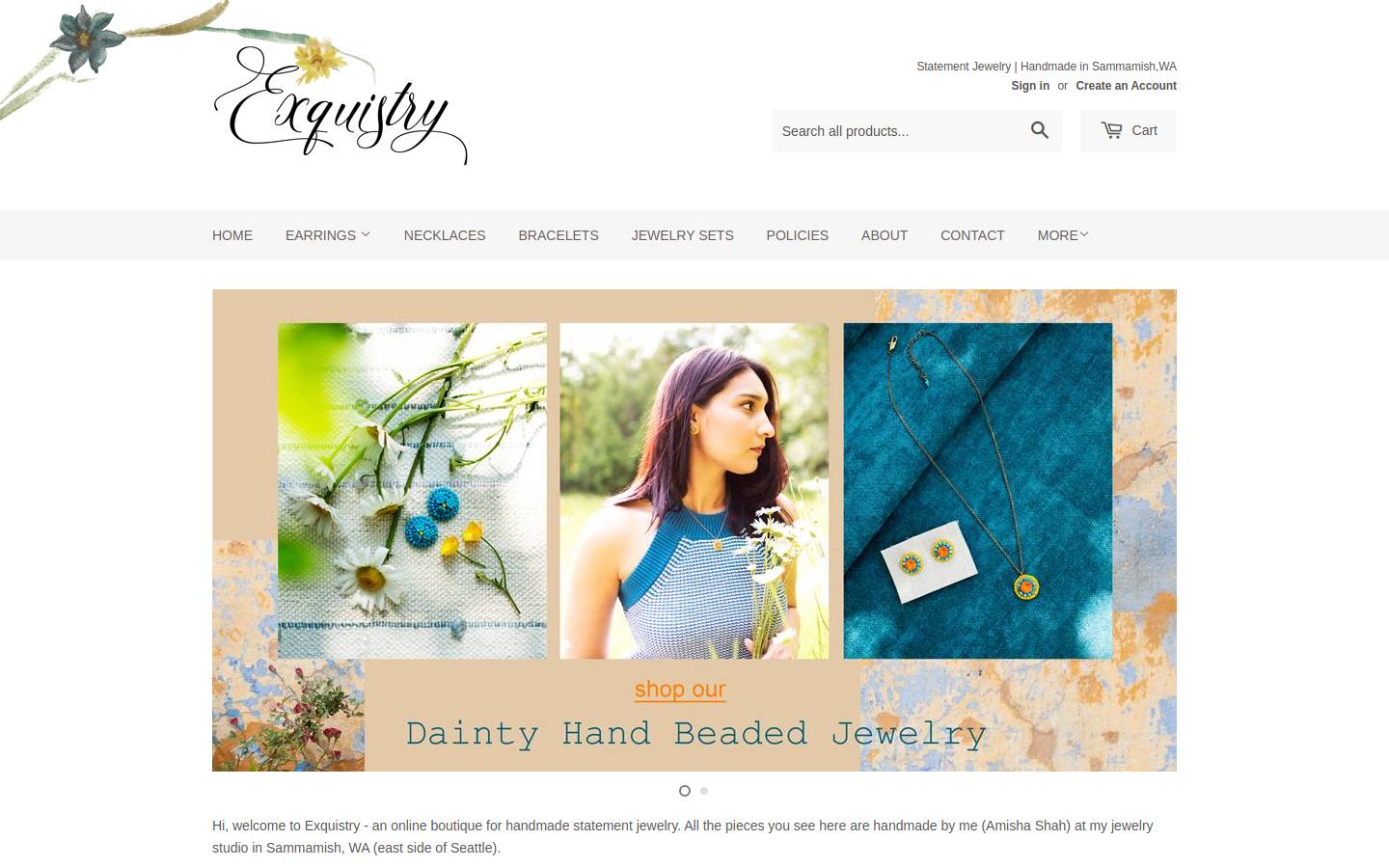 exquistry.com homepage screenshot