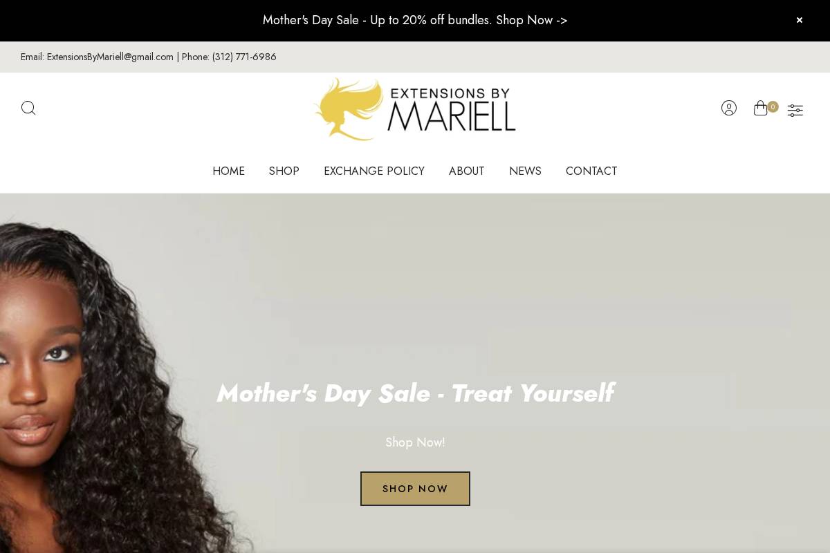 extensionsbymariell.com homepage screenshot