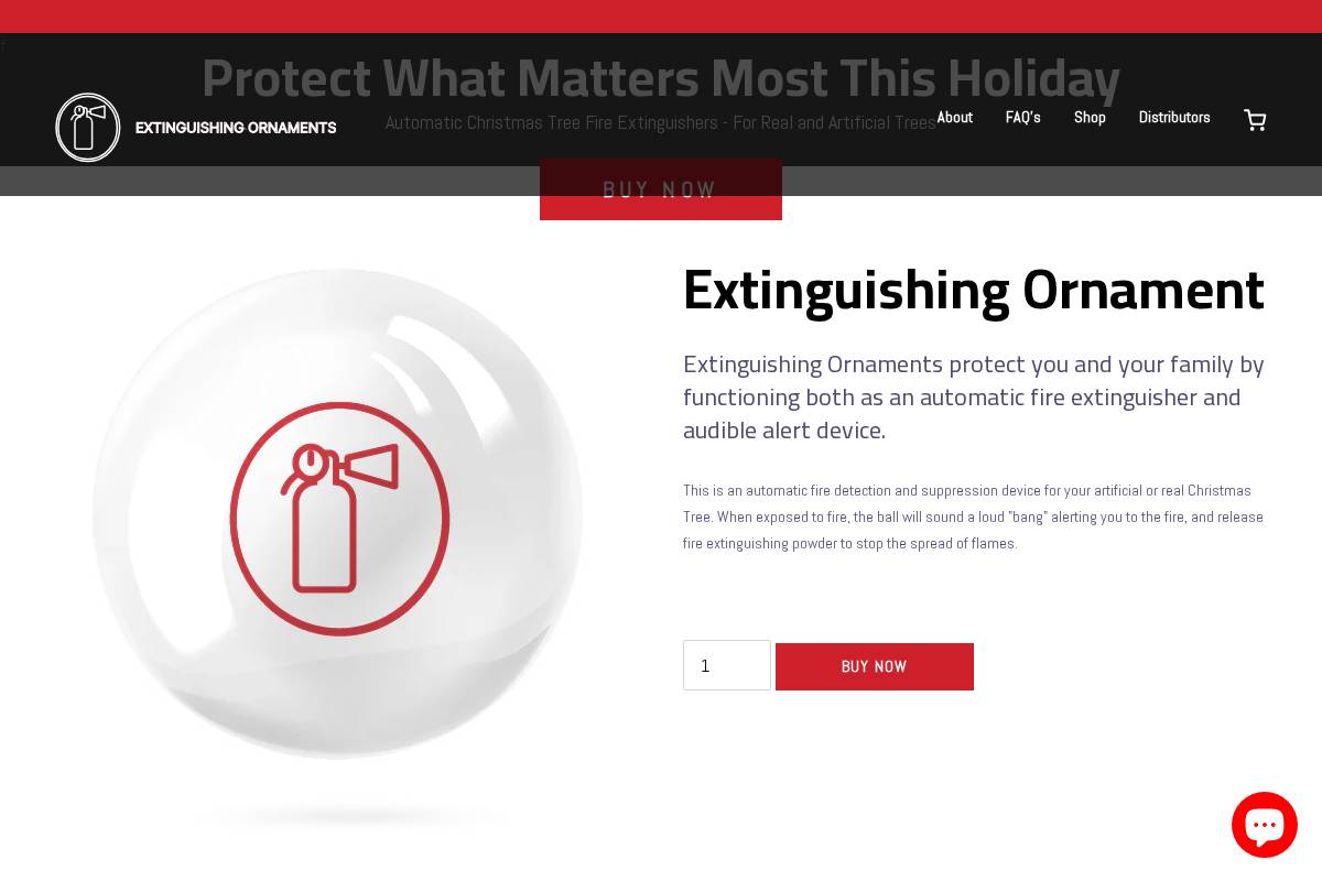 extinguishingornaments.com homepage screenshot