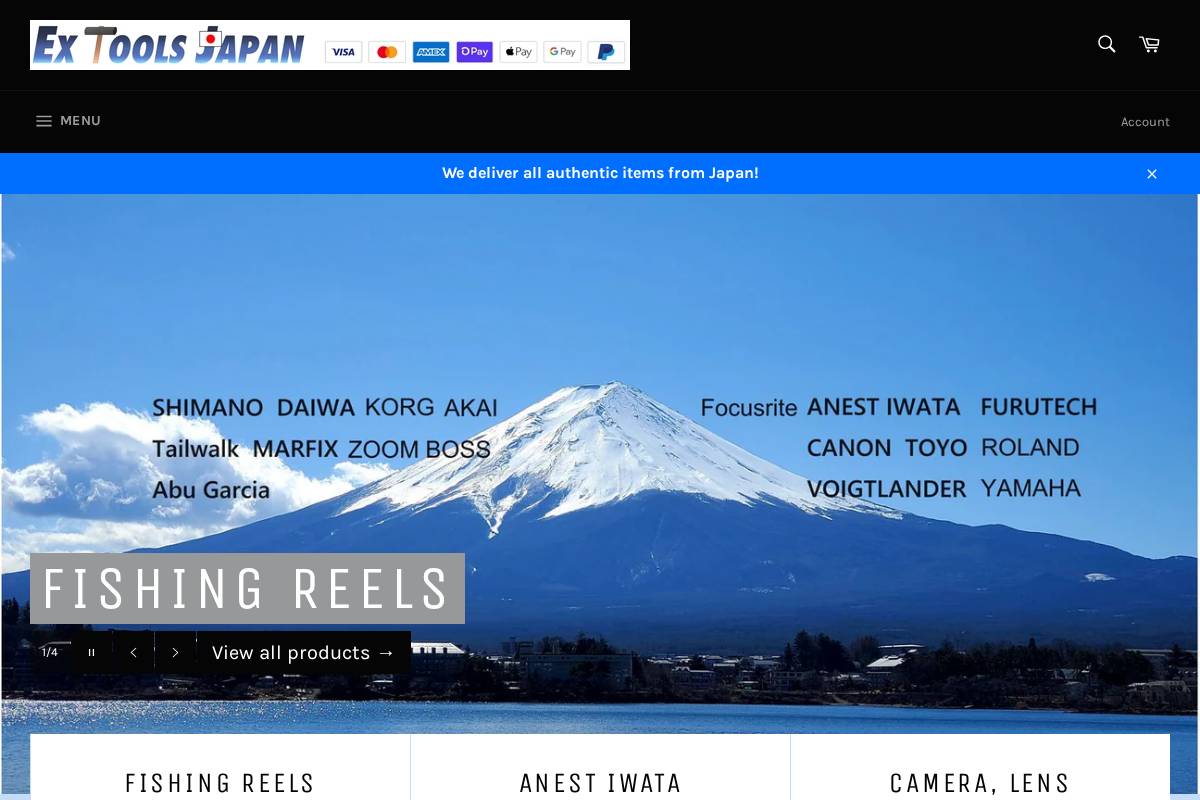 extoolsjapan.com homepage screenshot