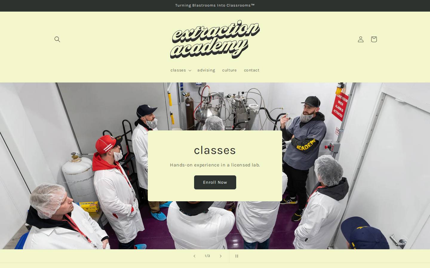 extractionacademy.com homepage screenshot