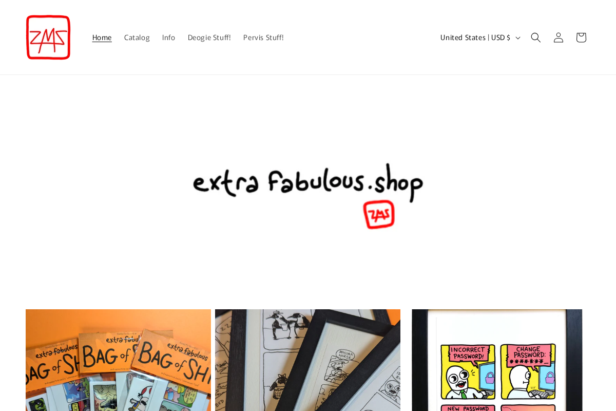 extrafabulous.shop homepage screenshot