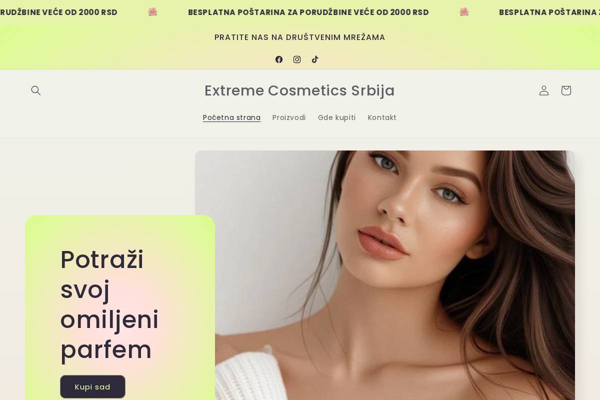 extremecosmetics.rs homepage screenshot