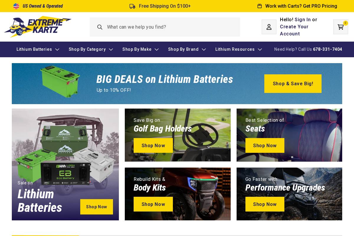 extremekartz.com homepage screenshot