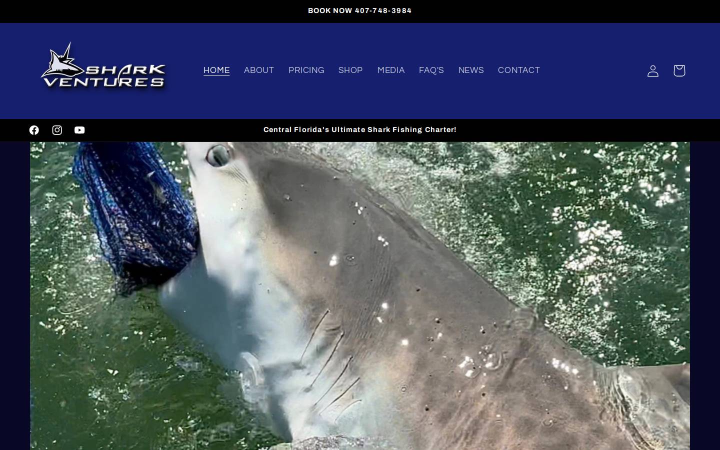 extremesharkfishing.com homepage screenshot