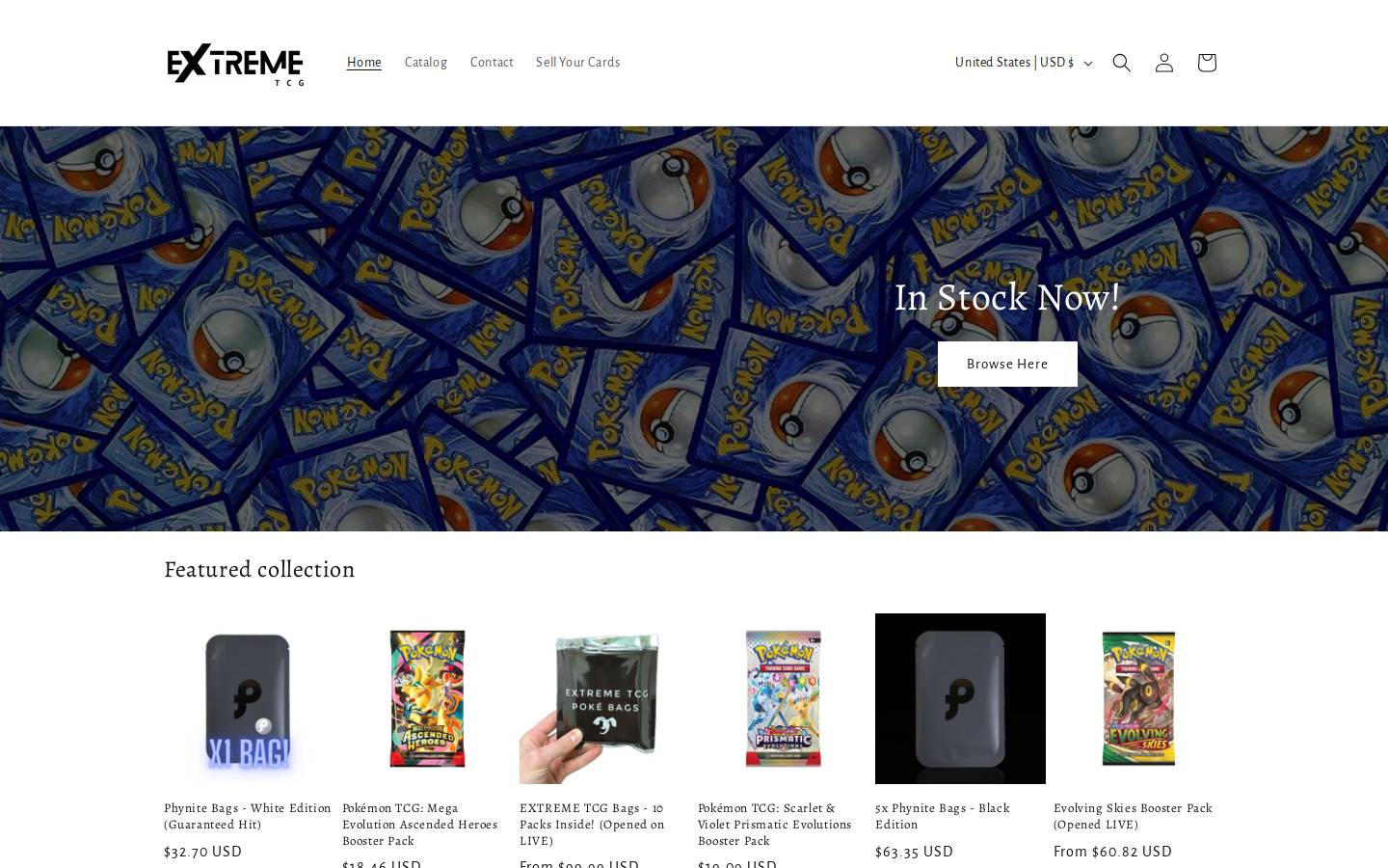 extremetcg.com homepage screenshot