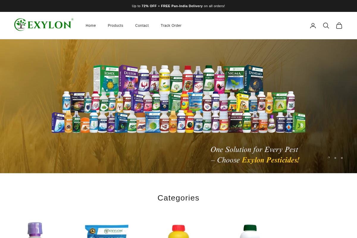 exylonpesticides.com homepage screenshot