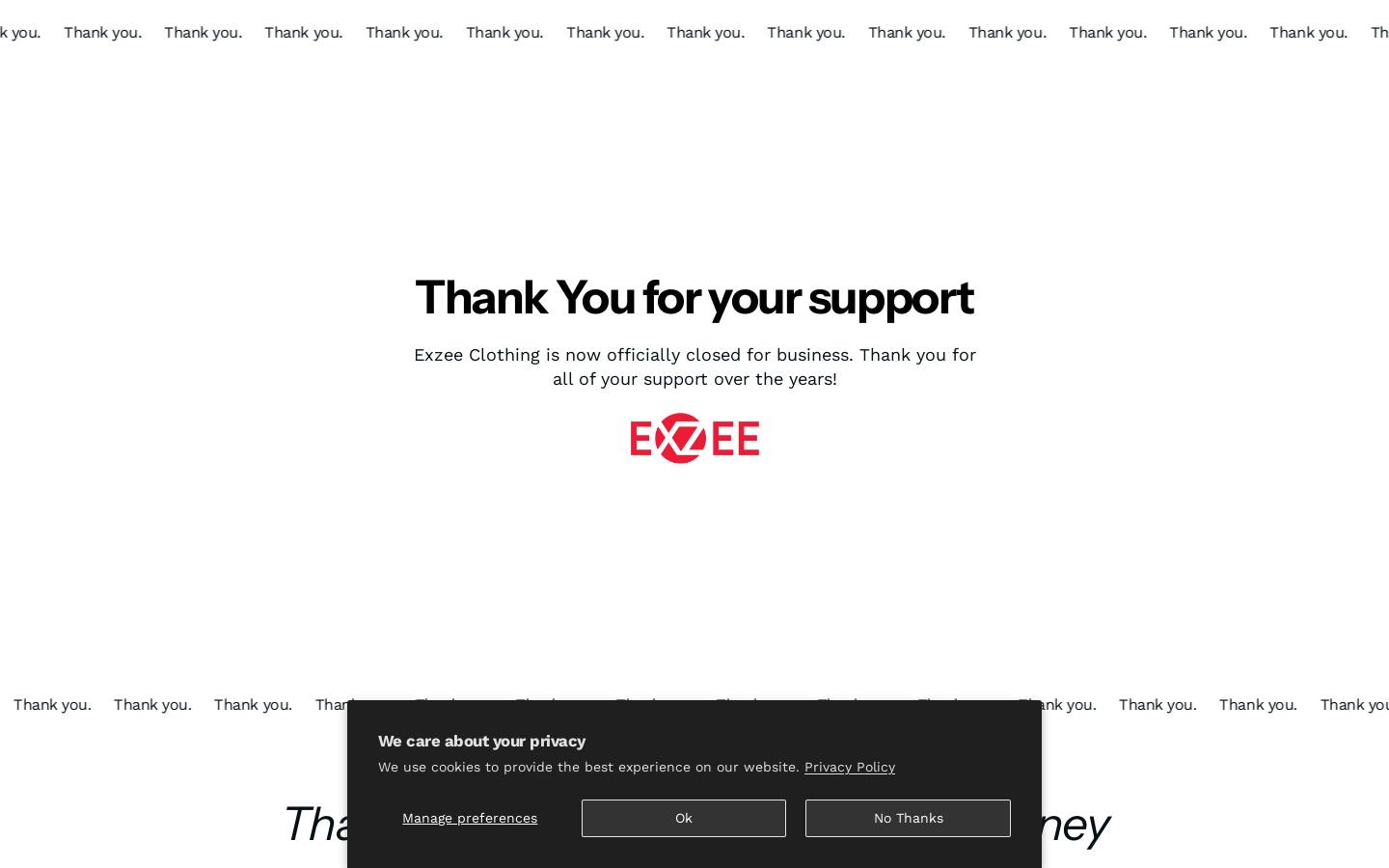 exzeeclothing.com homepage screenshot