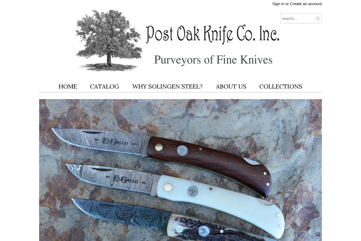 Post Oak Knife Co. homepage screenshot