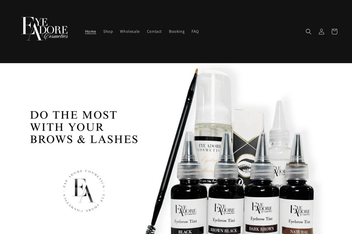 eyeadorecosmetics.com homepage screenshot