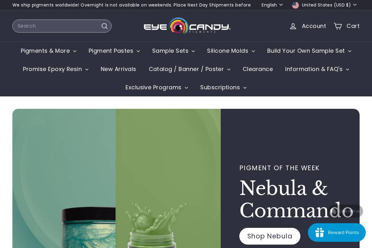 Eye Candy Pigments homepage screenshot