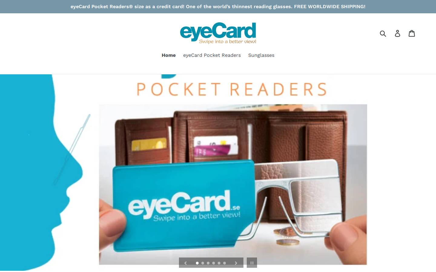 eyecard.se homepage screenshot