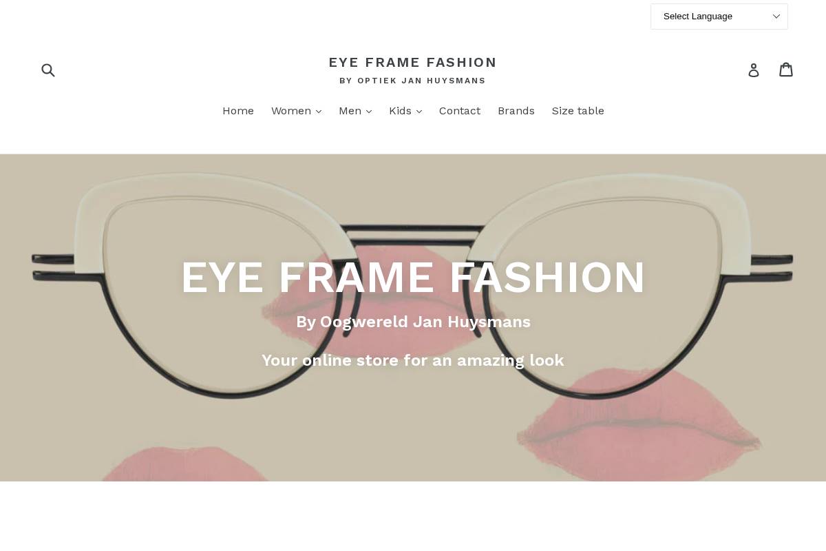 eyeframefashion.be homepage screenshot