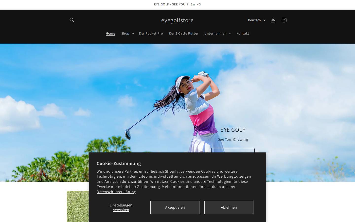 Eye Golf homepage screenshot