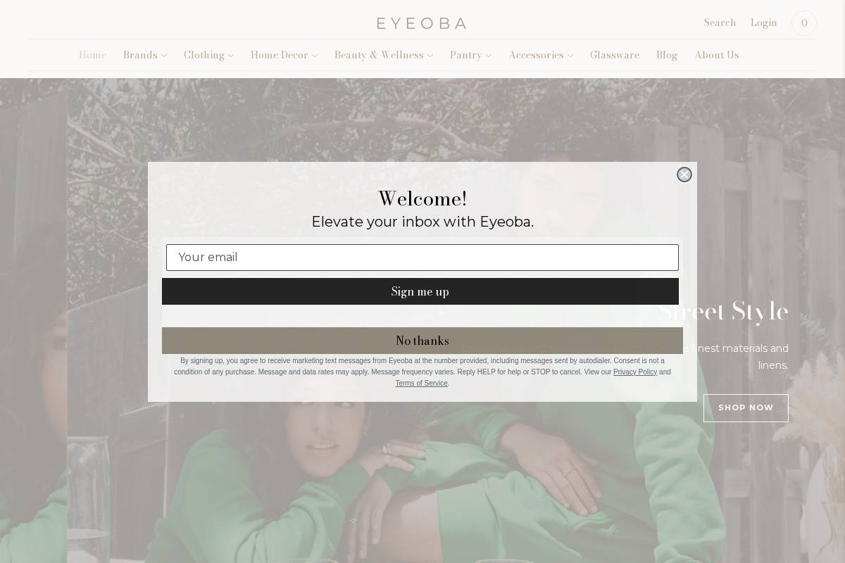 eyeoba.com homepage screenshot