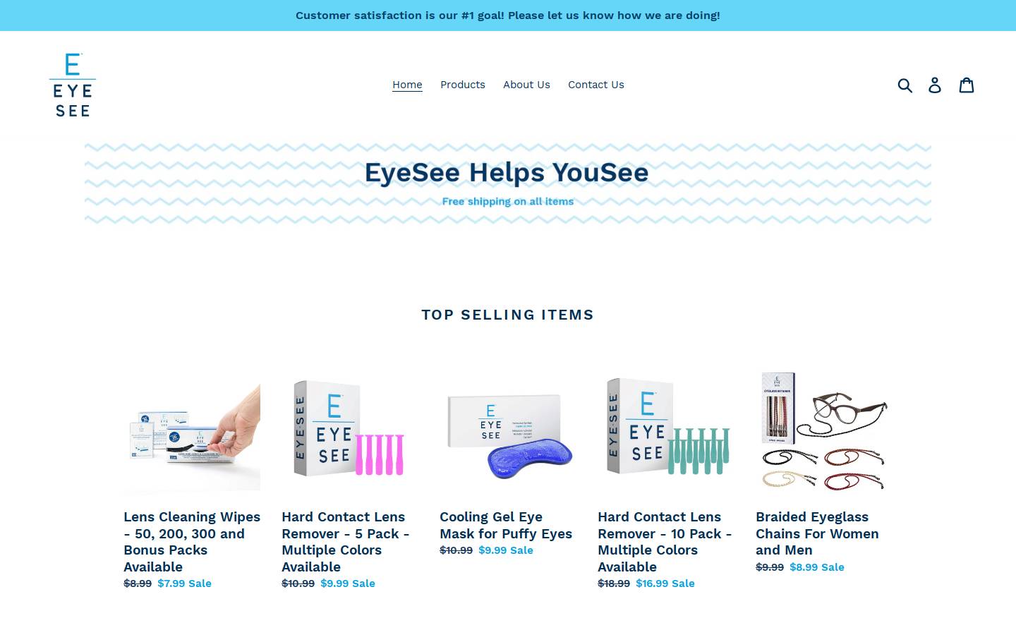 eyeseeproducts.com homepage screenshot