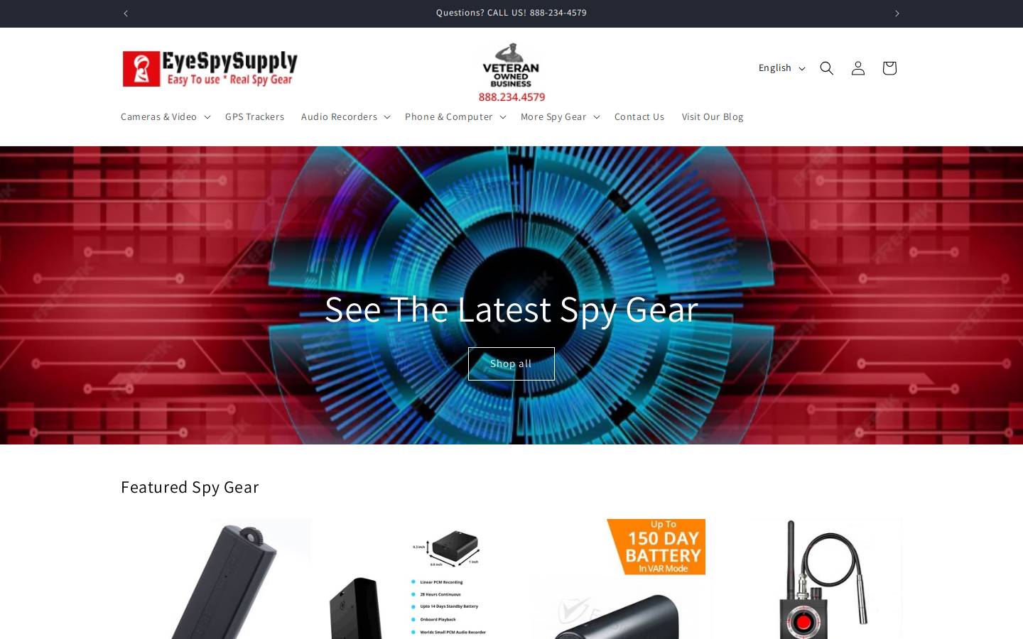 Eyespysupply homepage screenshot