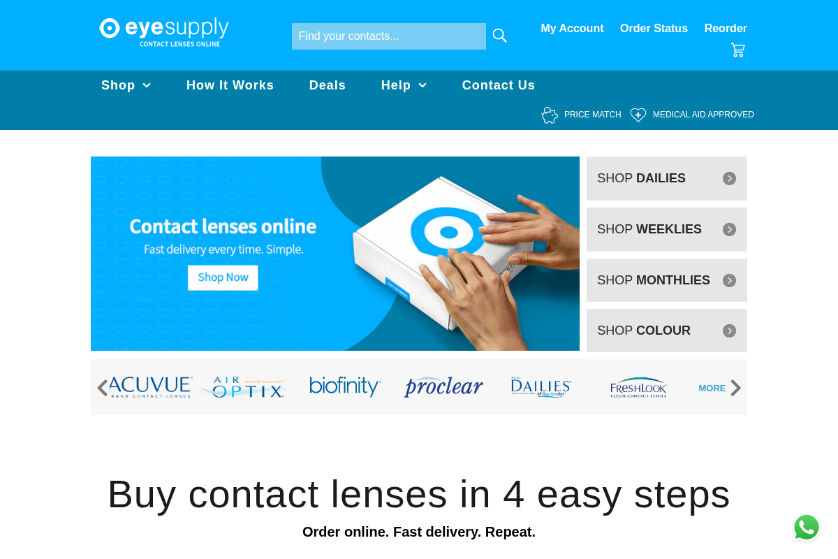 eyesupply.co.za homepage screenshot