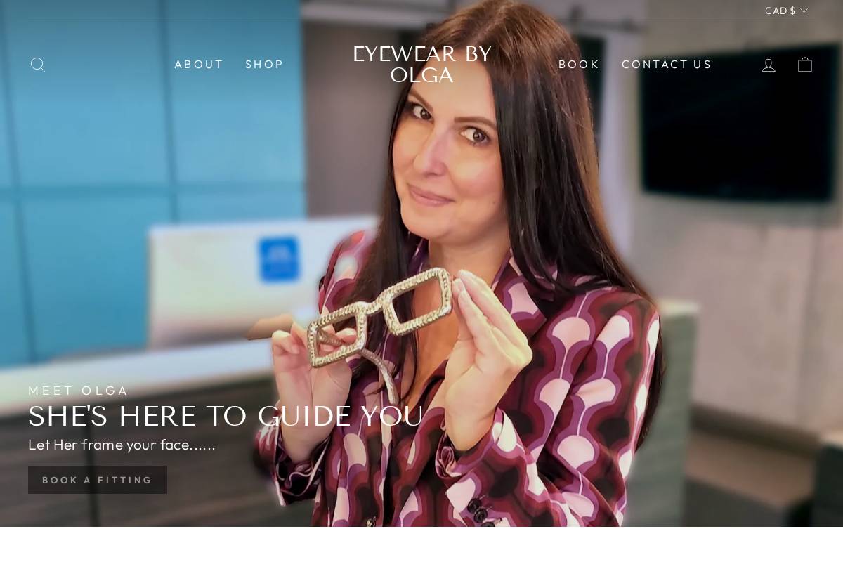 eyewearbyolga.com homepage screenshot