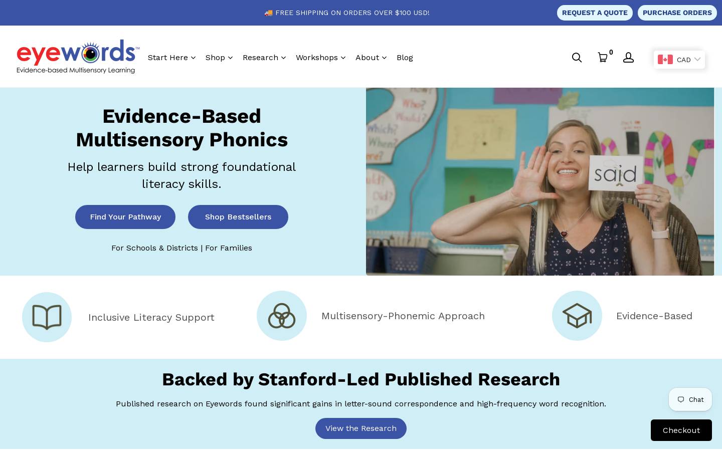 Eyewords homepage screenshot