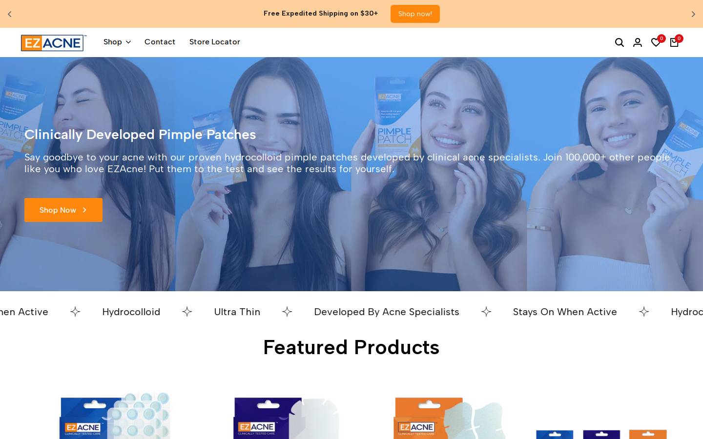 ezacne.com homepage screenshot