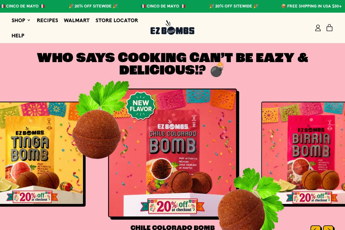 ezbombs.com homepage screenshot