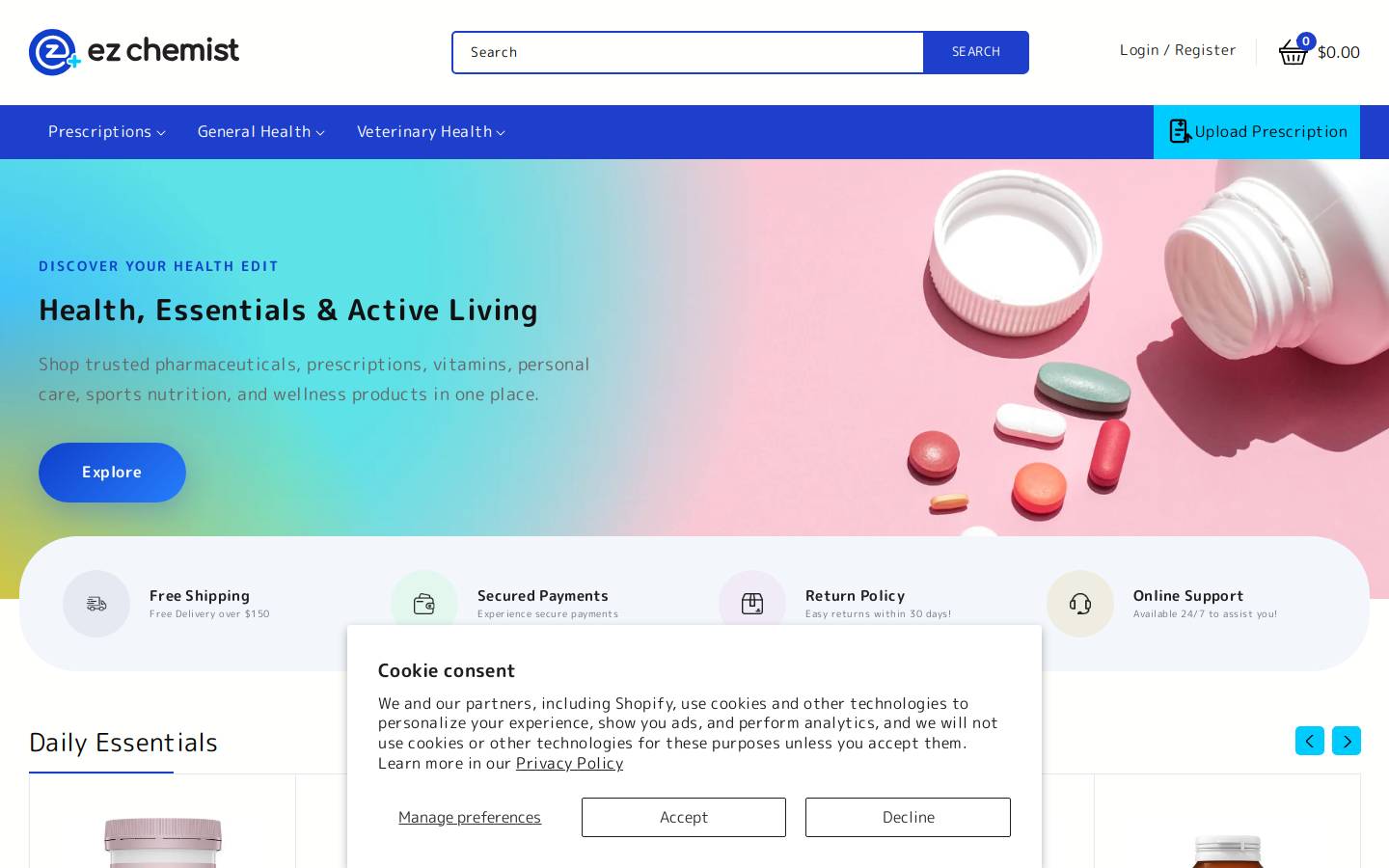 ezchemist.com homepage screenshot
