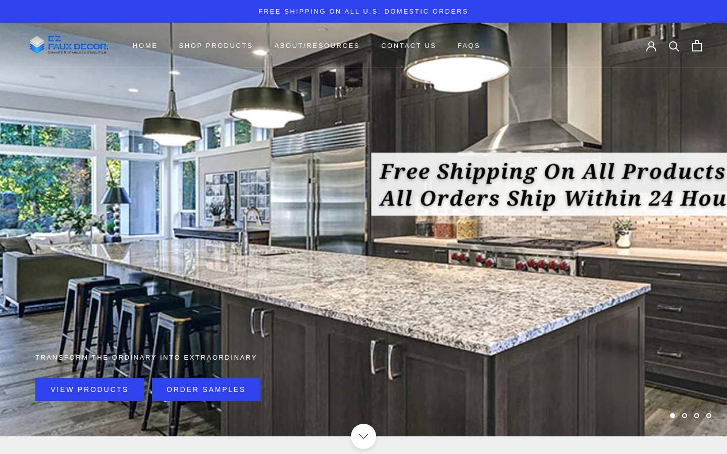 ezfauxdecor.com homepage screenshot