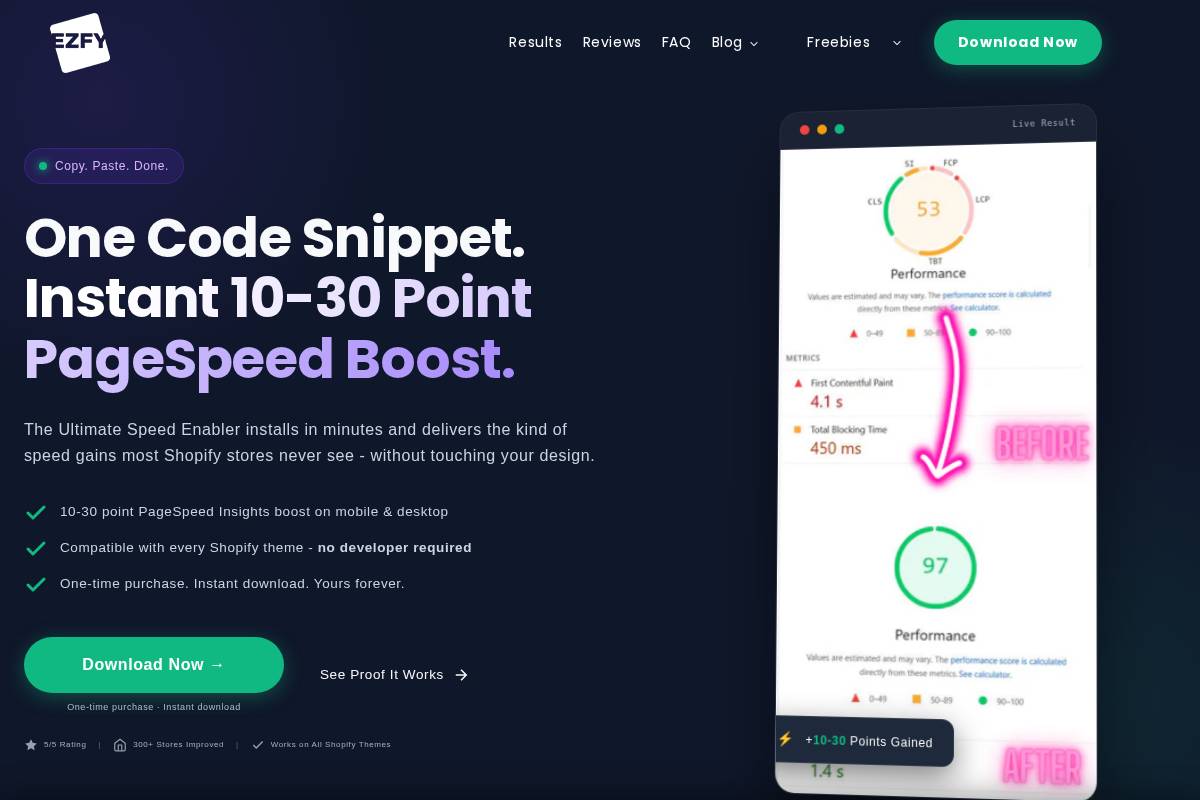 ezfycode.com homepage screenshot