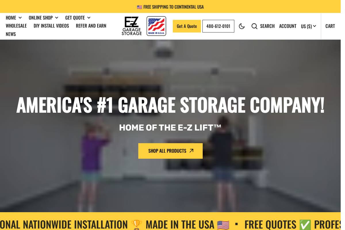 ezgaragestorageusa.com homepage screenshot