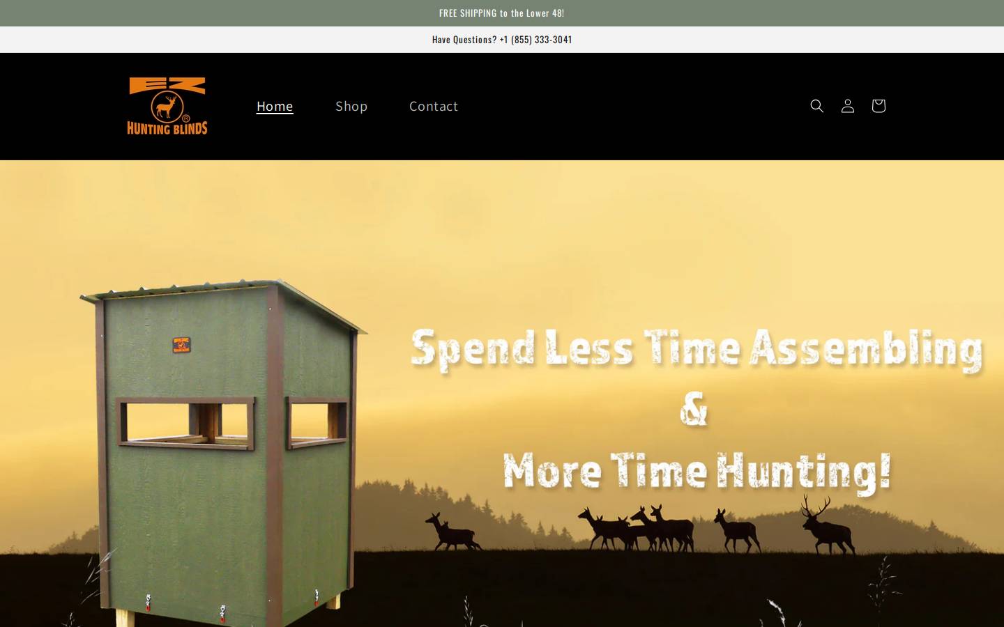 ezhuntingblinds.com homepage screenshot