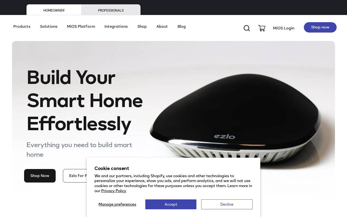 ezlo.com homepage screenshot