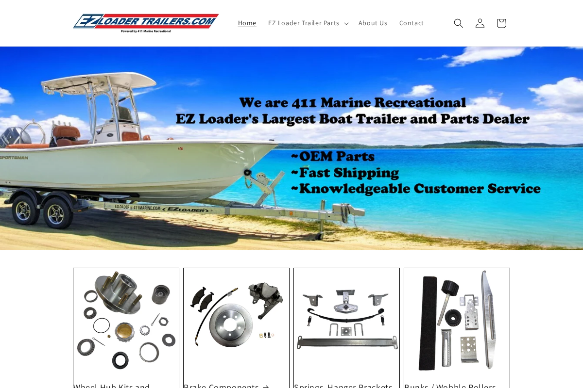 EZ Loader Trailers.com homepage screenshot