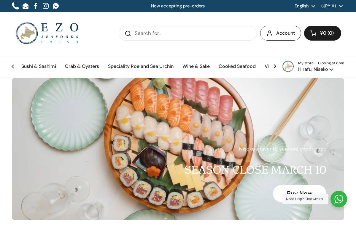 ezoseafoods.com homepage screenshot