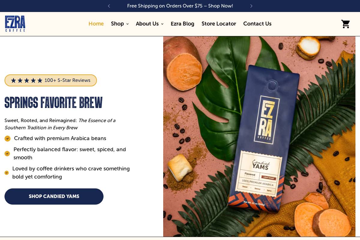 ezracoffeeco.com homepage screenshot