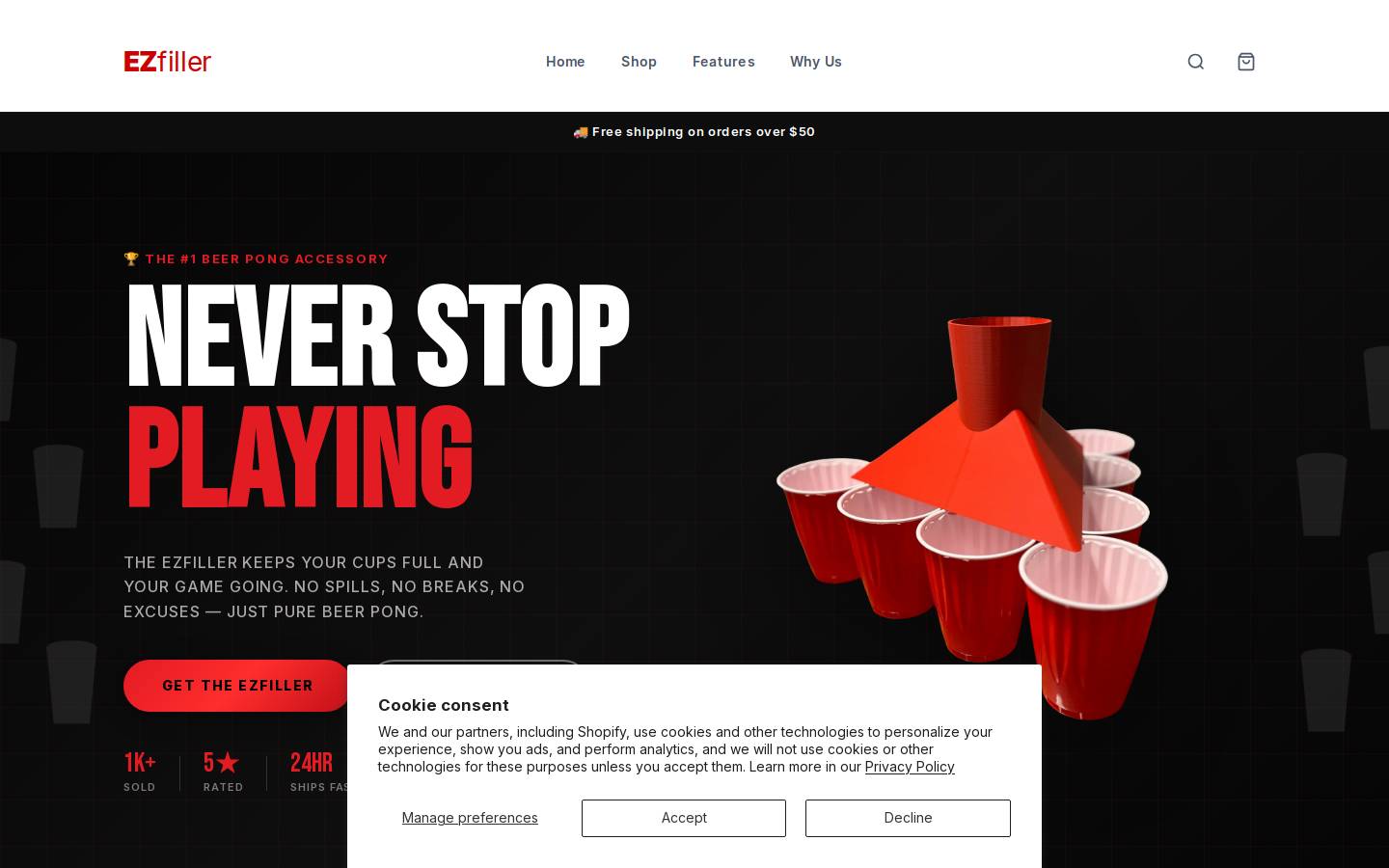 ezrefiller.com homepage screenshot