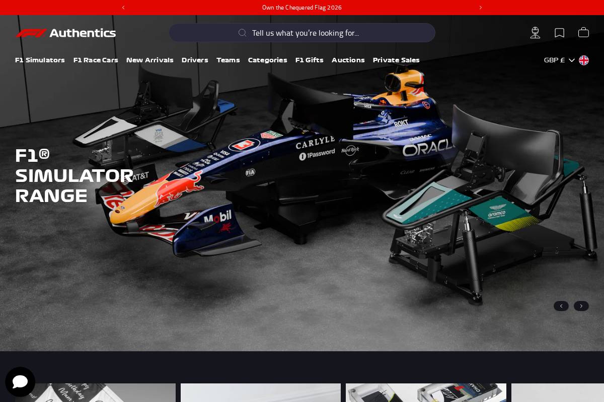 F1 Authentics homepage screenshot