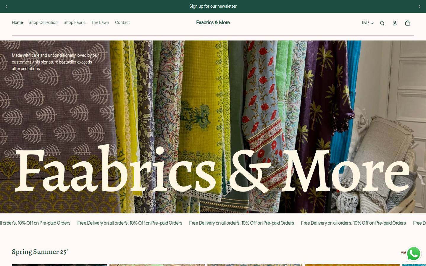 faabricsandmore.in homepage screenshot