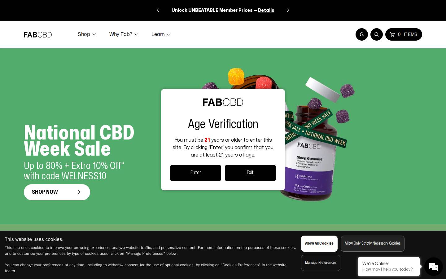 FAB CBD homepage screenshot