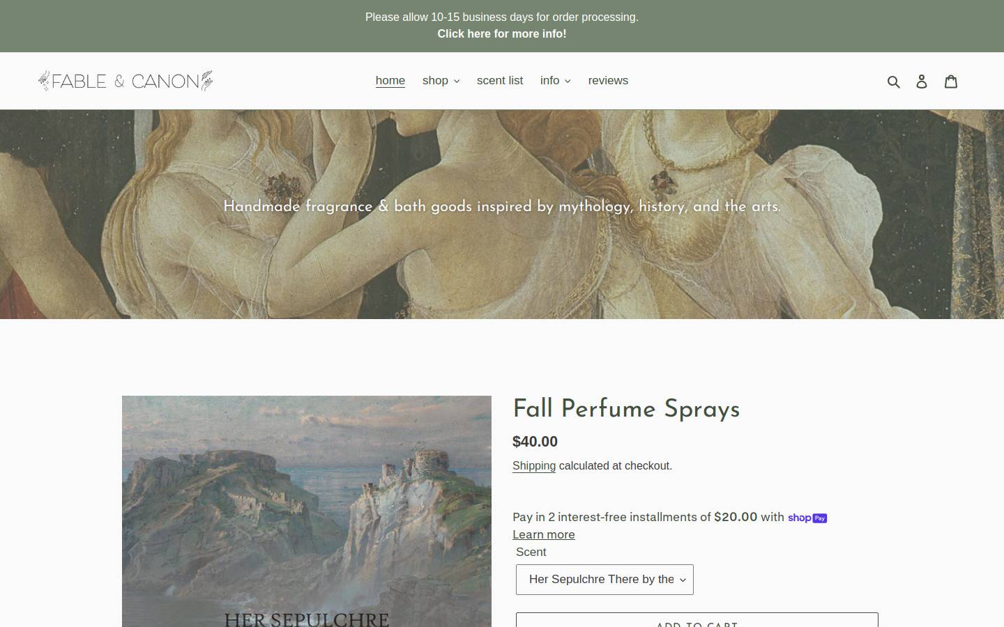 fableandcanon.com homepage screenshot