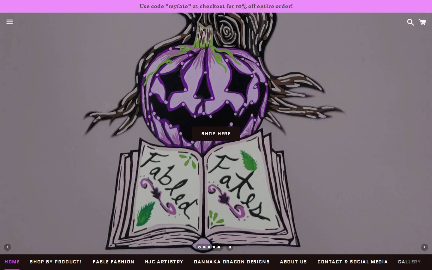 fabledfates.com homepage screenshot