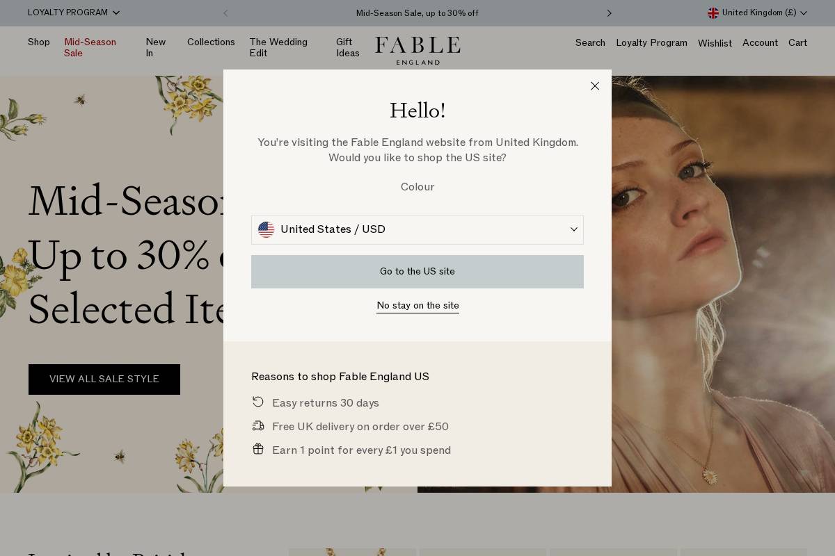 Fable England homepage screenshot