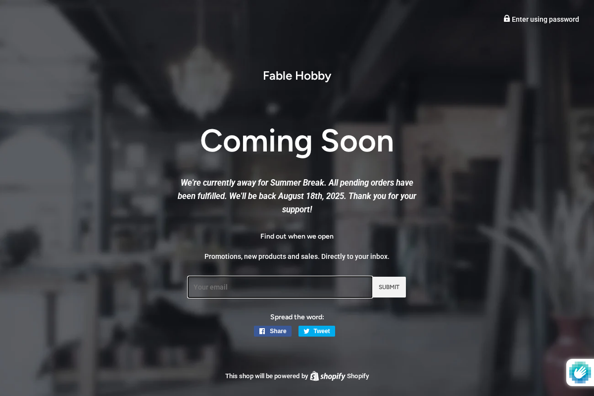 fablehobby.com homepage screenshot