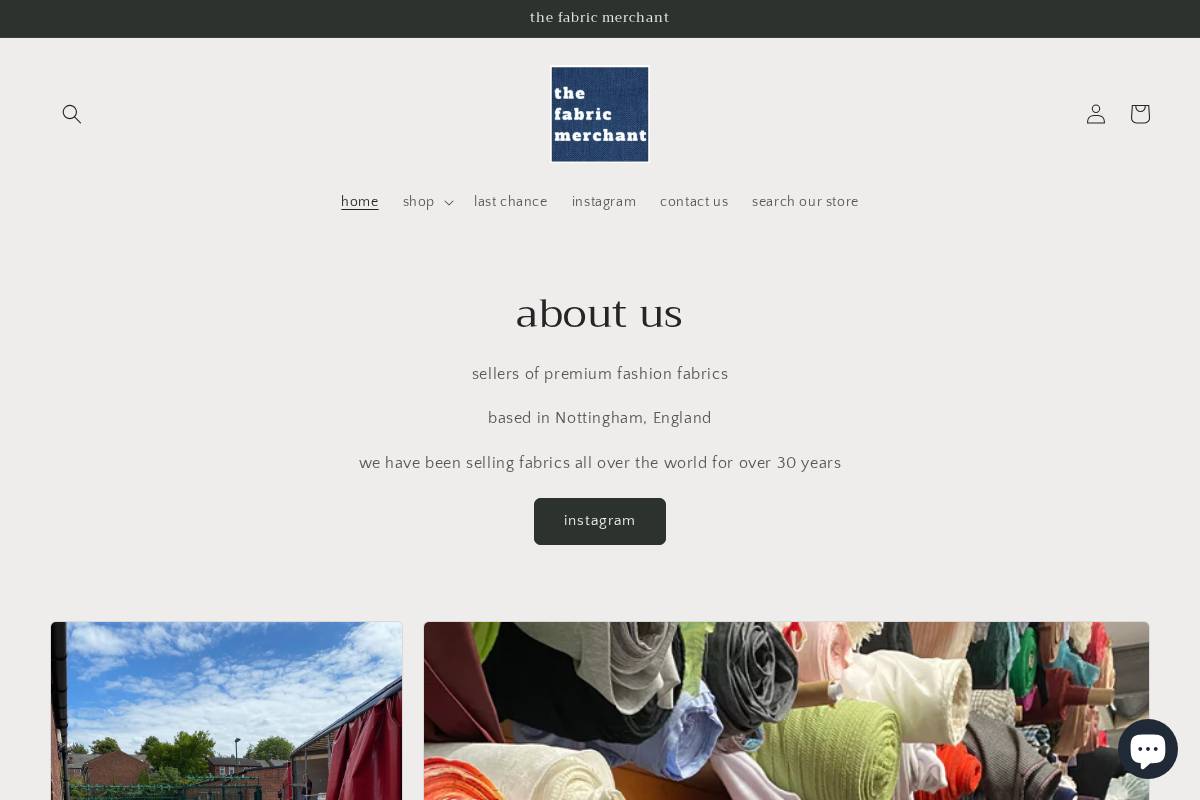 thefabricmerchant homepage screenshot