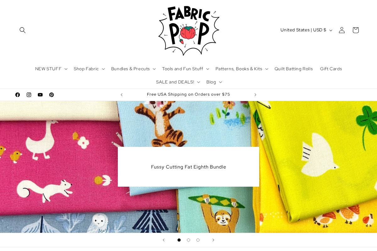 Fabric Pop homepage screenshot