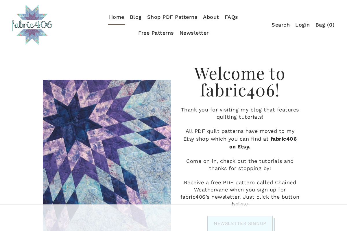 fabric406.com homepage screenshot