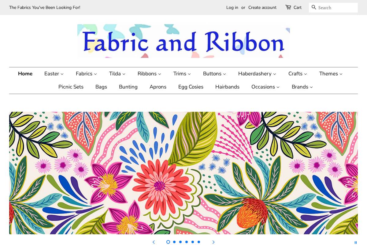 Fabric and Ribbon homepage screenshot