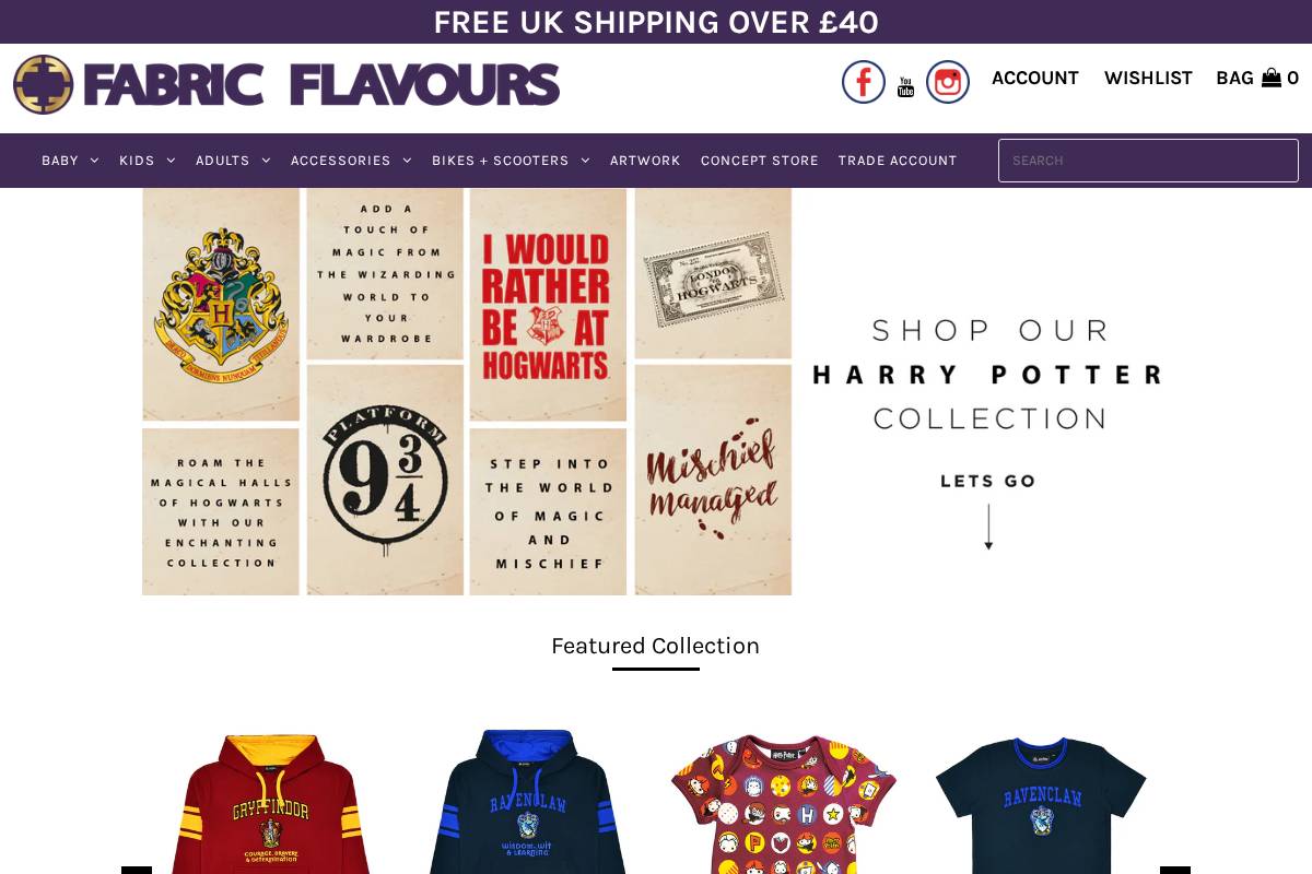 Fabricflavours homepage screenshot